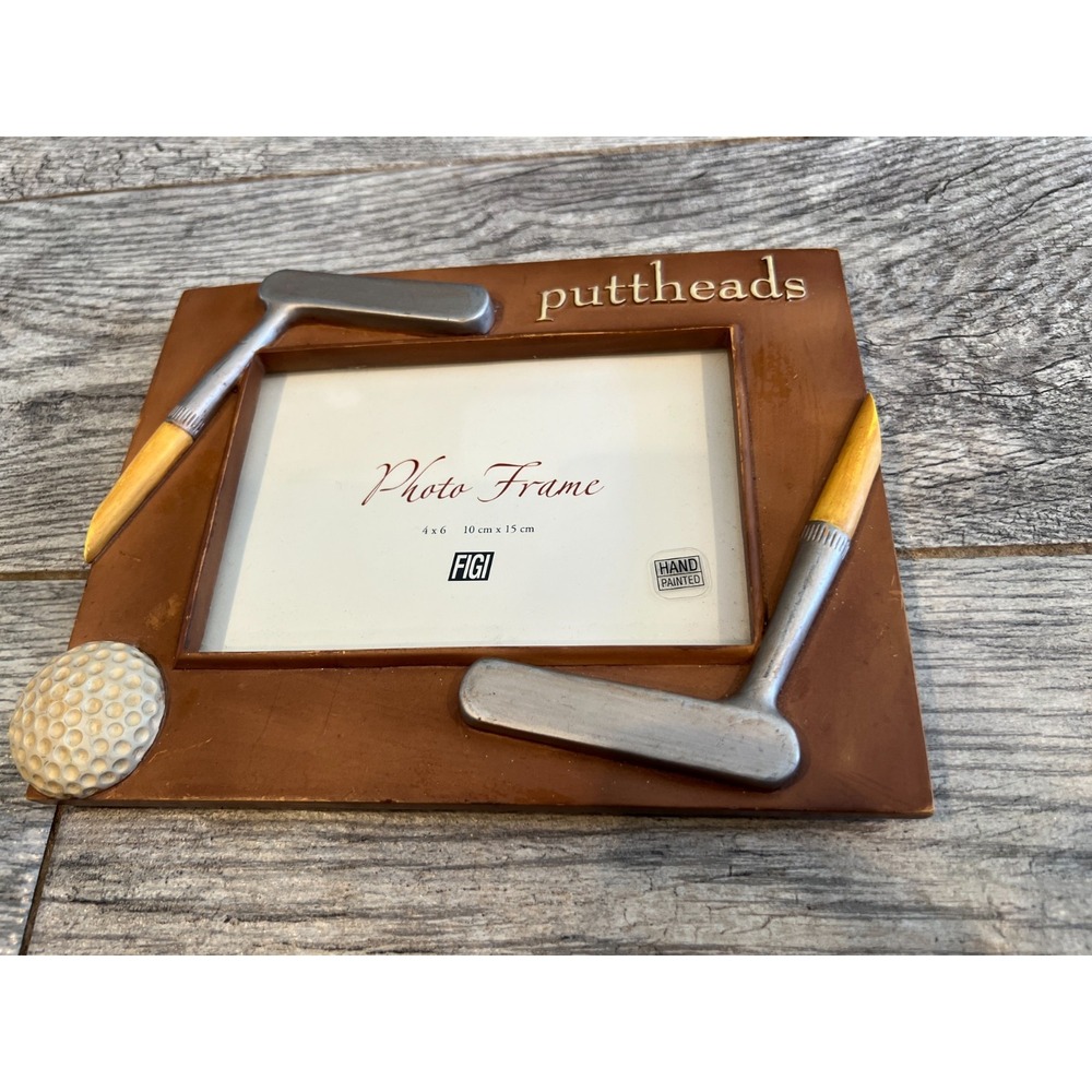 Puttheads Golfers 3D‎ Picture Frame NWOT Figi Hand Painted Golfing Photo Holder